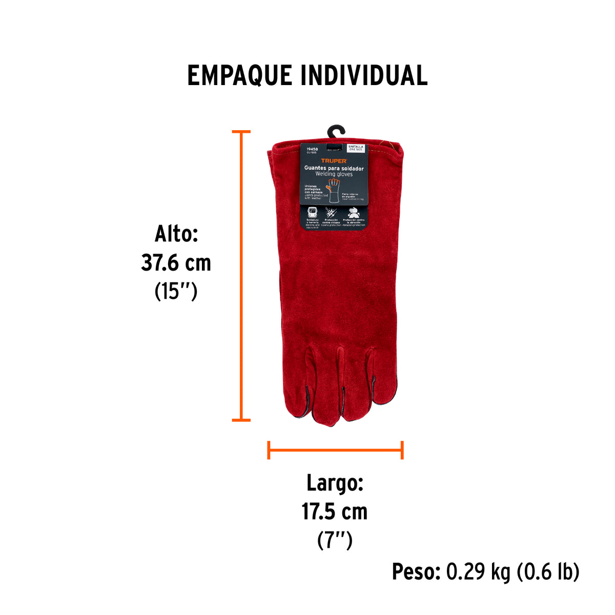 Guantes para soldador, rojos · vista 5