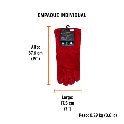 Guantes para soldador, rojos · vista 5