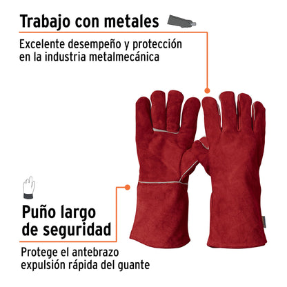 Guantes para soldador, rojos · vista 2