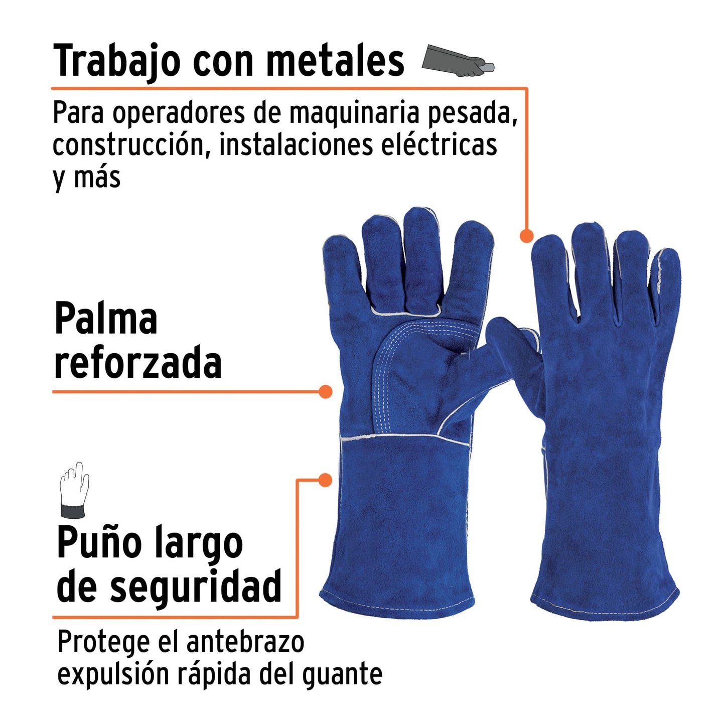 Guantes para soldador reforzados azules
