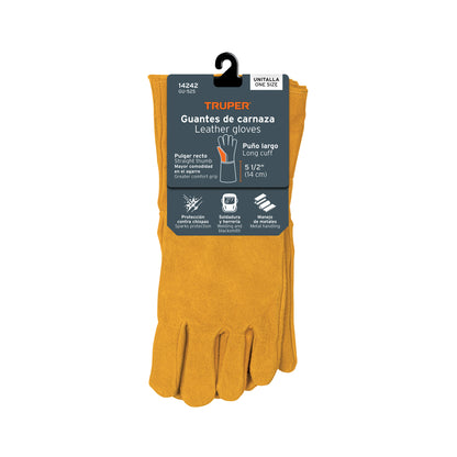 Guantes de carnaza largos unitalla TRUPER (GU-525)