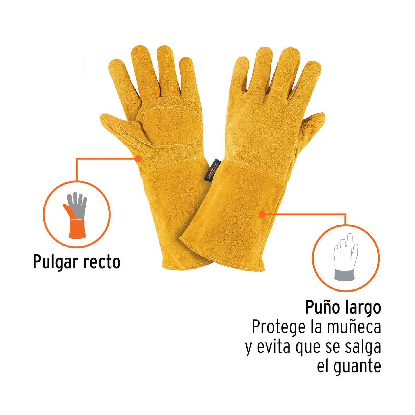 Guantes de carnaza largos unitalla TRUPER (GU-525)