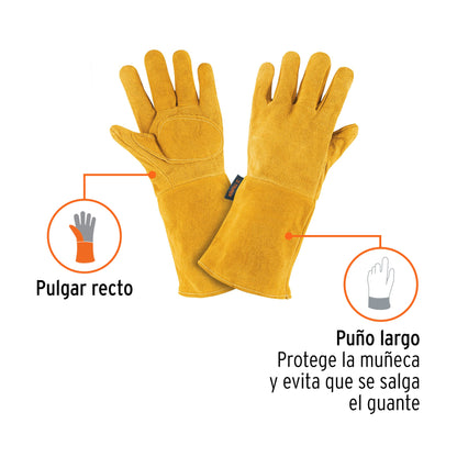 Guantes de carnaza largos unitalla TRUPER (GU-525)