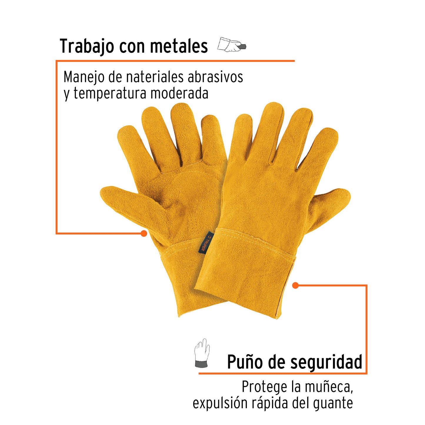 Guantes de carnaza cortos unitalla TRUPER (GU-535)