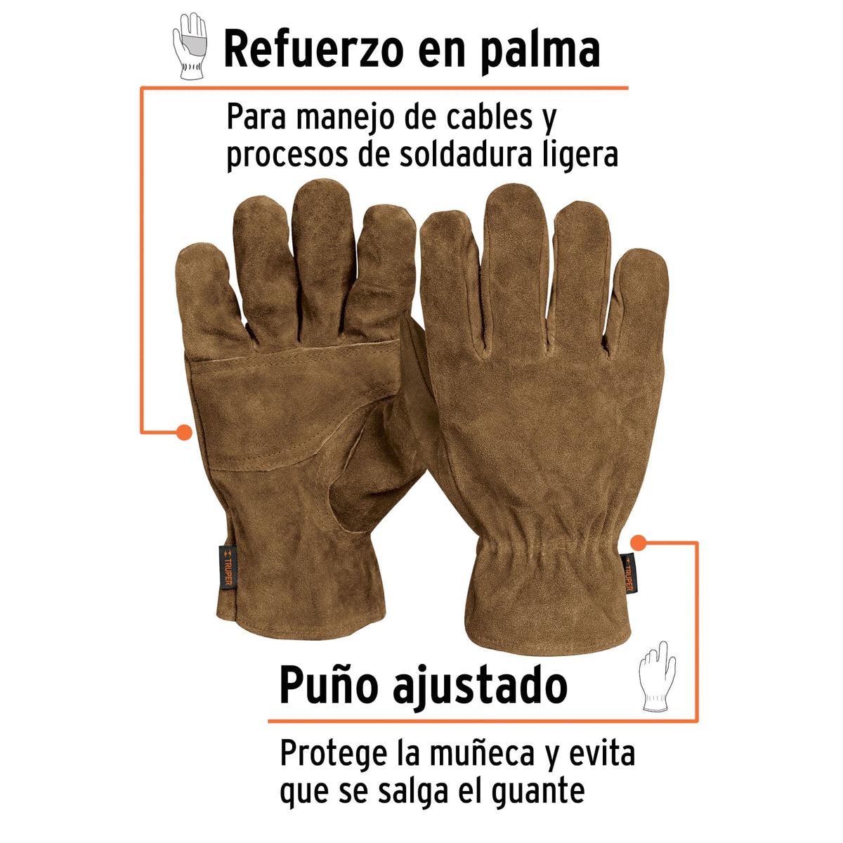Guantes de carnaza para electricista TRUPER (GU-715)