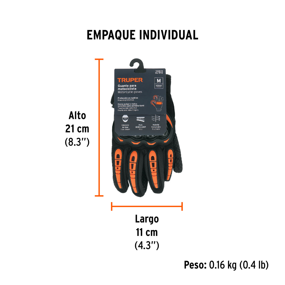 Guante con protección para motociclista, M · vista 5