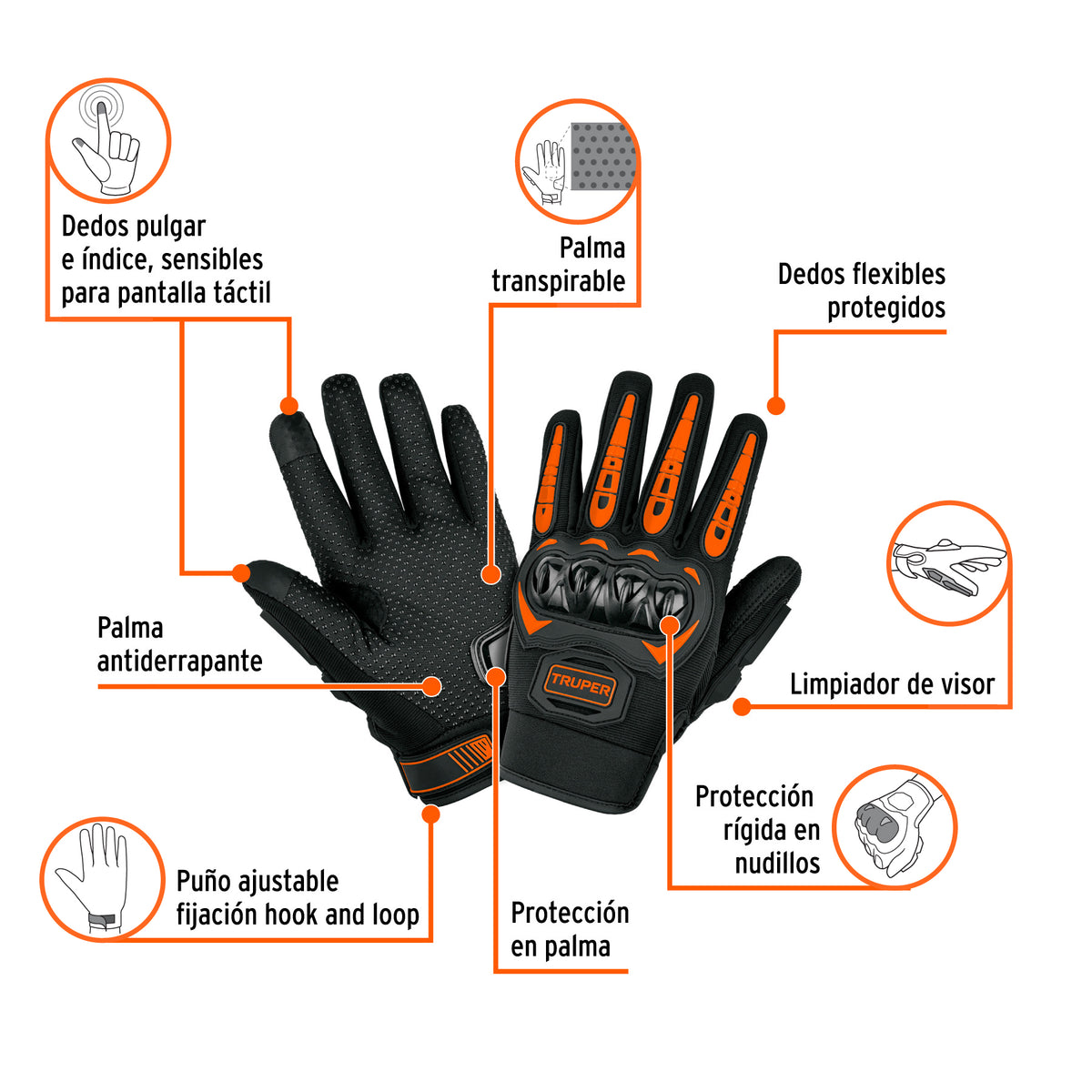 Guante con protección para motociclista, XG · vista 2