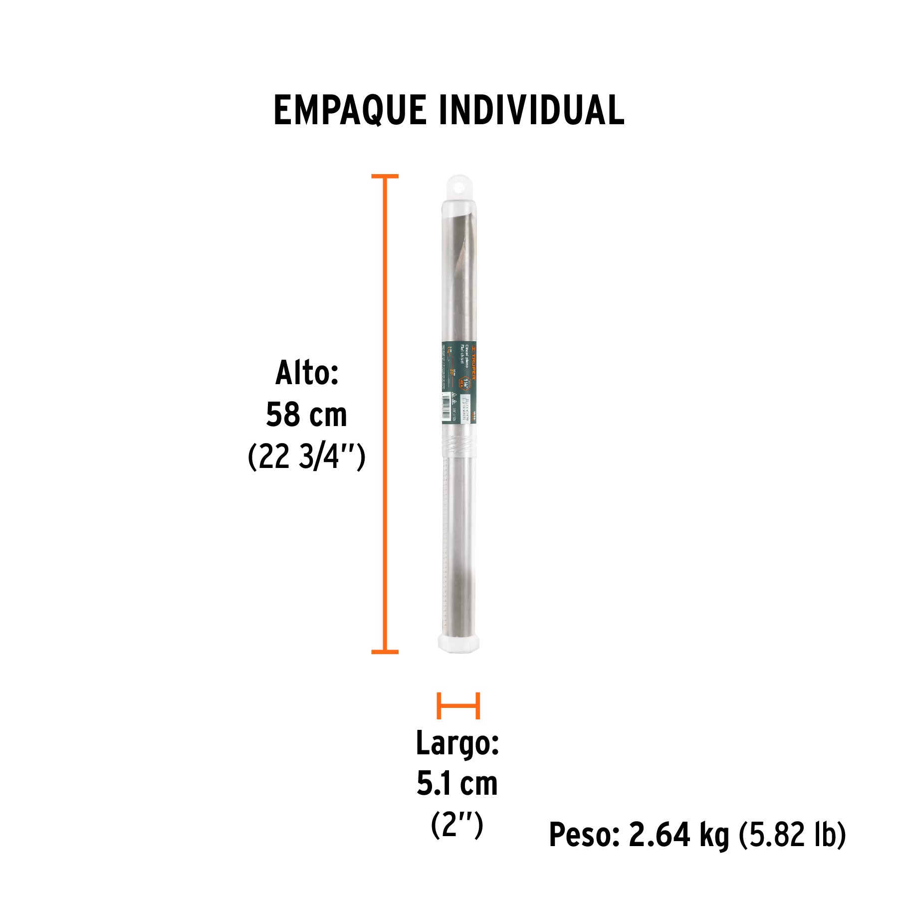 Cincel plano zanco hexagonal de 1-3/8 pulg 20 pulg - SKU 101231