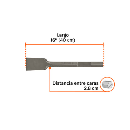 Cincel pala zanco hexagonal de 3 pulg 16 pulg - SKU 101232
