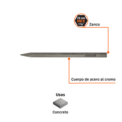 Cincel de punta zanco hexagonal de 20 pulg - SKU 101230