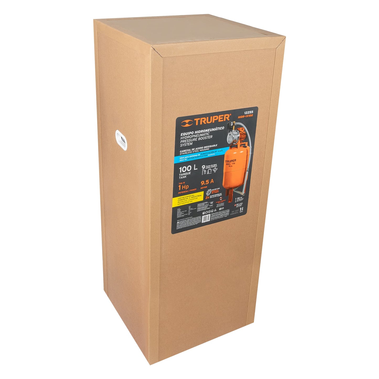 Equipo hidroneumático de 100 litros jet inoxidable de 1 HP