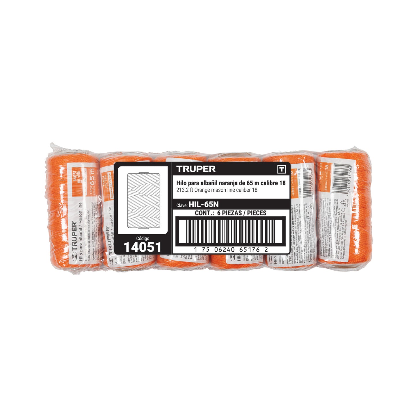 Hilo para albañil naranja 65 m