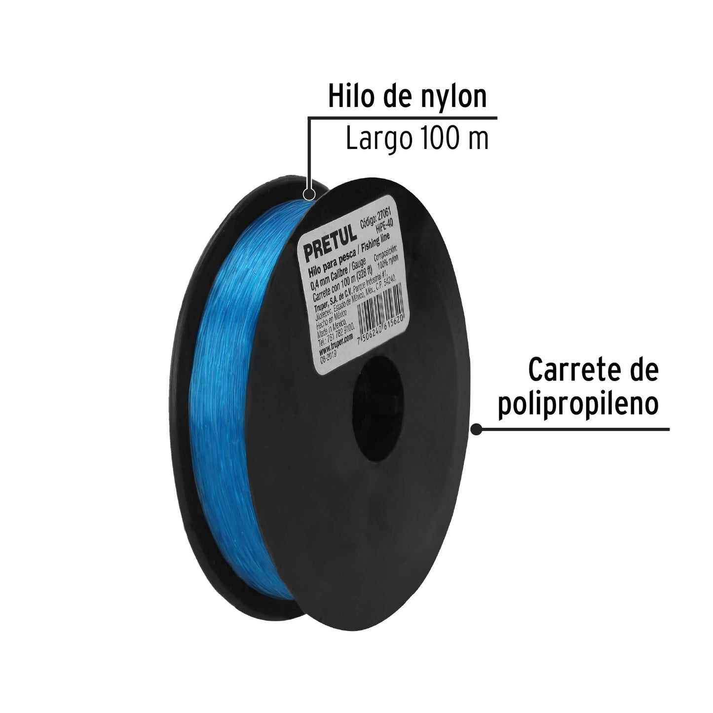 Hilo de pesca azul 0.40 mm