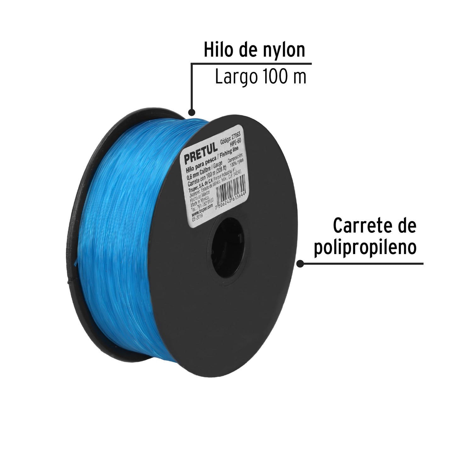 Hilo de pesca azul 0.60 mm
