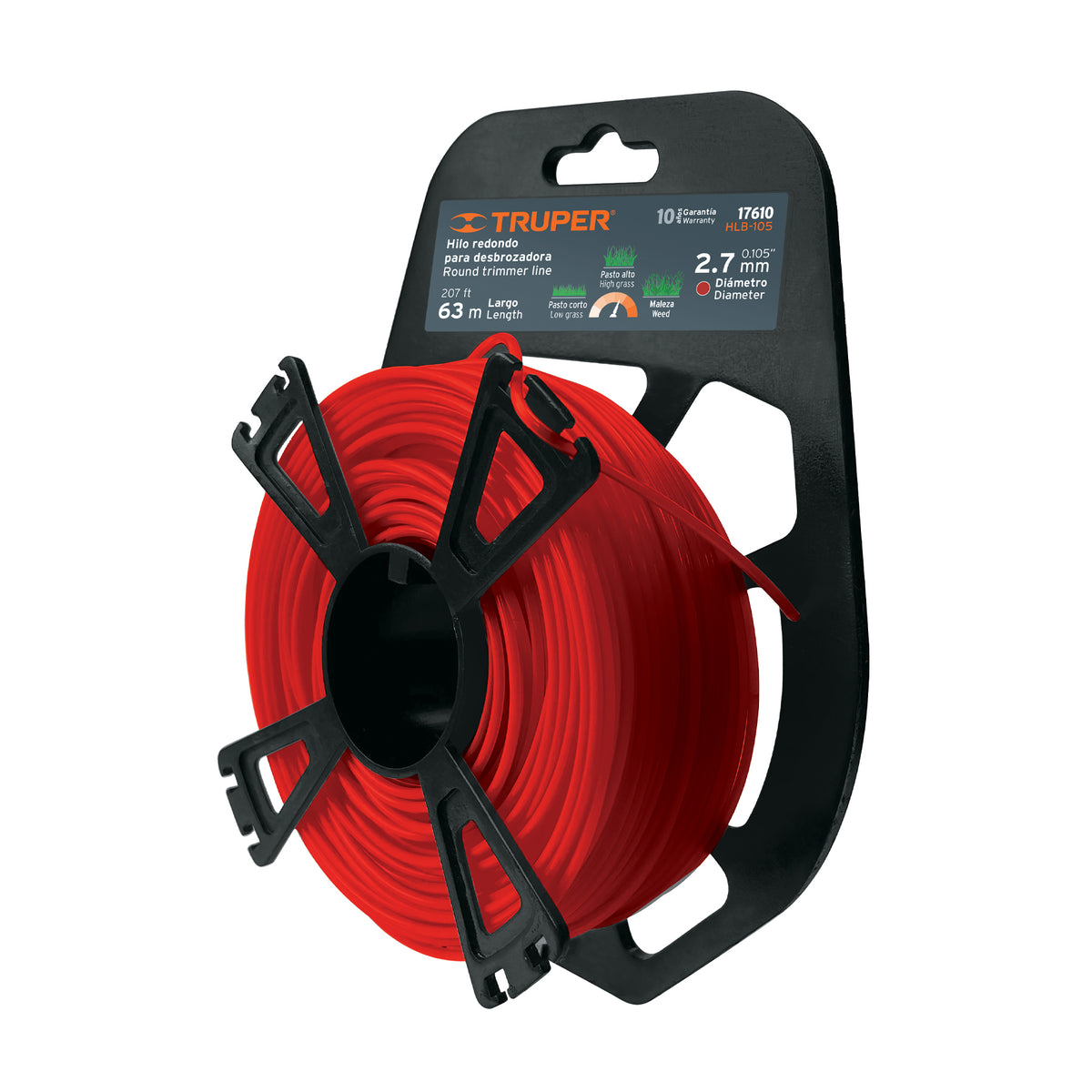Hilo redondo p/desbrozadora 2.7mmx63m tarjeta tipo carrete - SKU 17610
