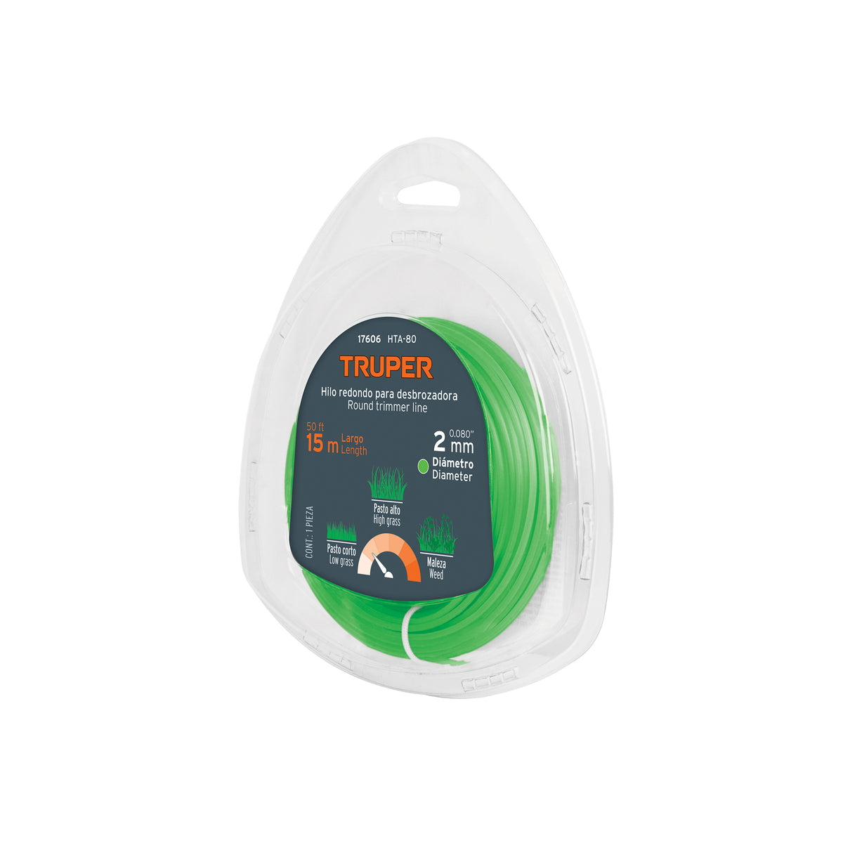 Hilo redondo para desbrozadora 2mm x 15m - SKU 17606