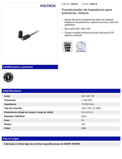 Transformador de impedancia para exteriores