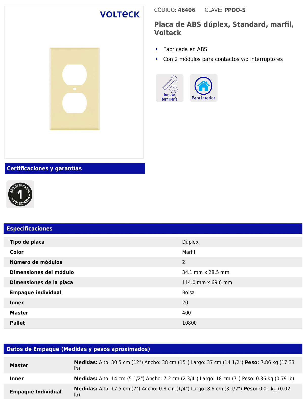 Placa dúplex de ABS de línea Standard