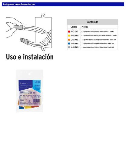 Bolsa con 20 capuchones para cable de calibres surtidos