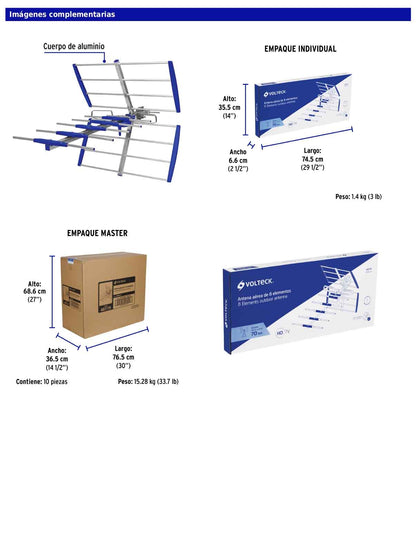 Antena aérea para HD TV de 14 elementos y 11 dB