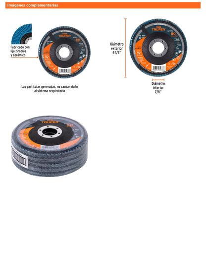 Disco laminado de 4-1/2" grano 80 con centro 7/8"