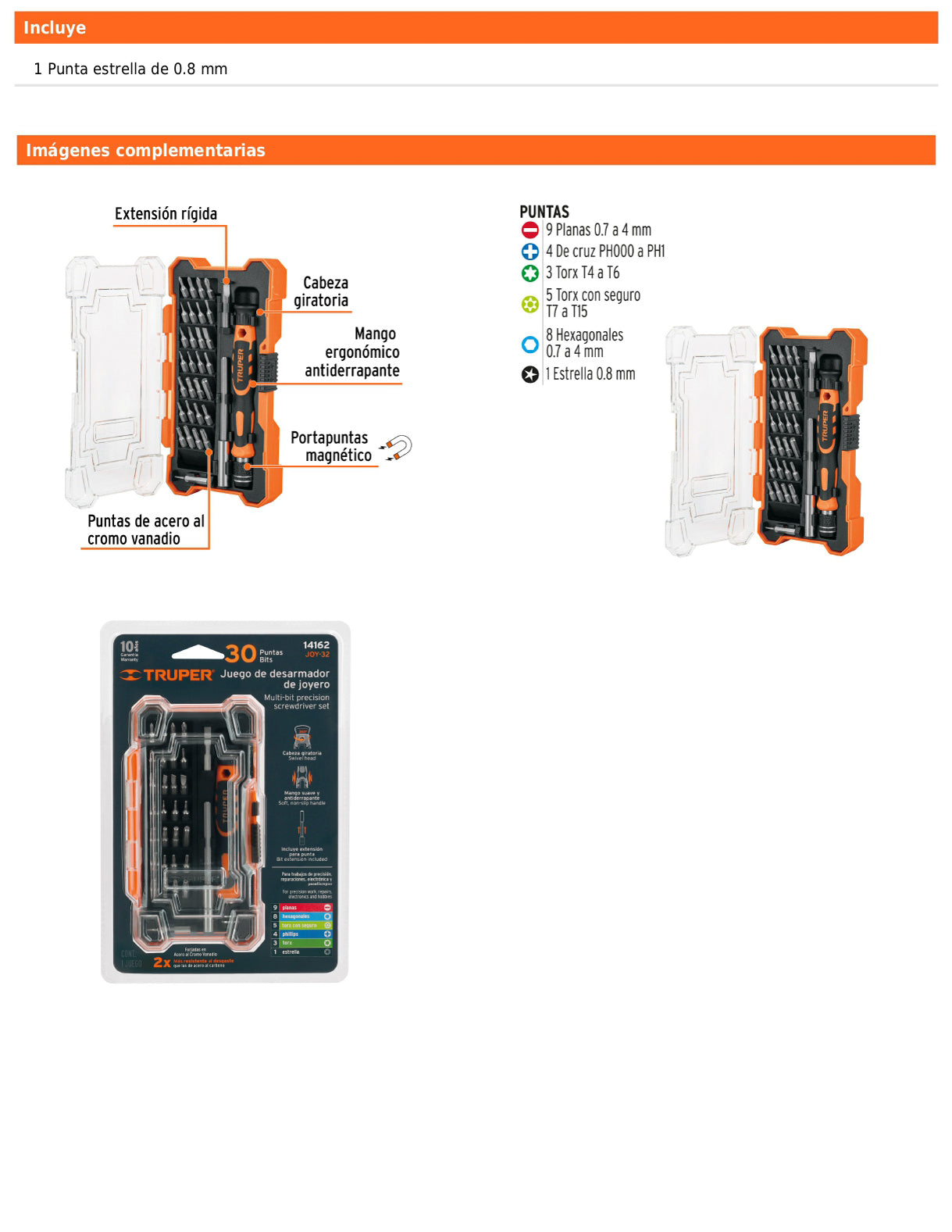 Desarmador de precisión con 30 puntas y extensión