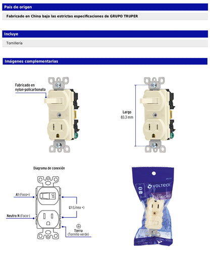 Interruptor de palanca con contacto de línea Standard