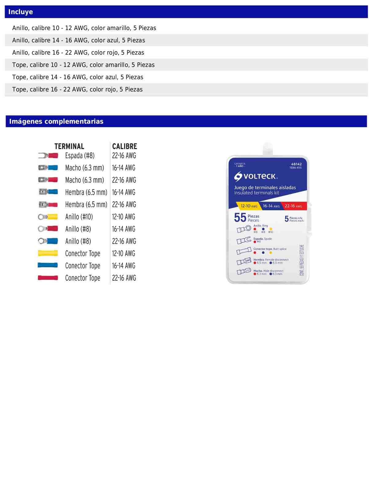 Juego de 55 terminales aisladas para cable