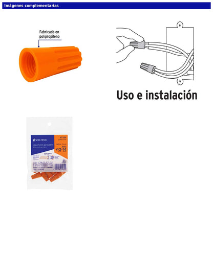 Bolsa con 10 capuchones para cable de calibres 14 a 12 AWG