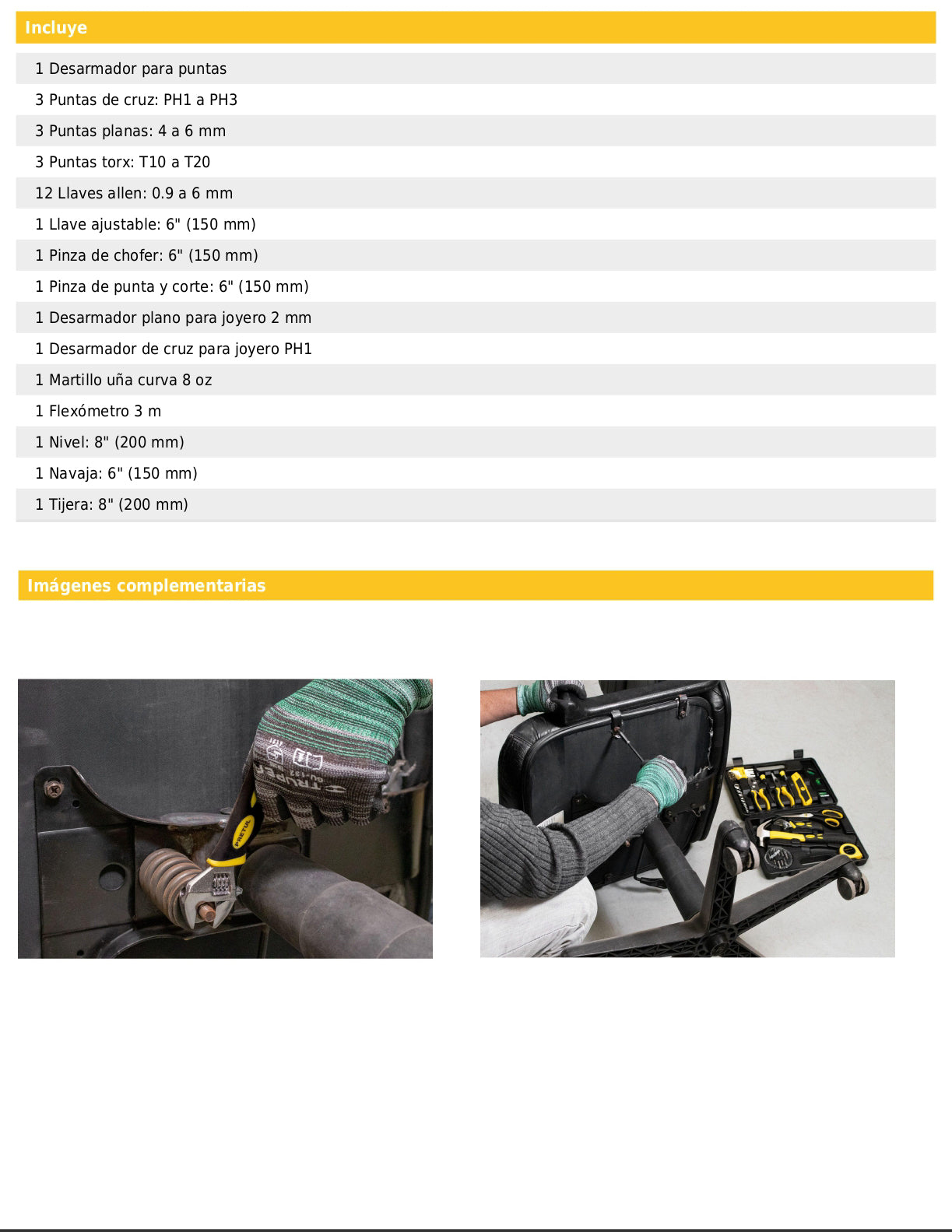 Juego de 42 herramientas manuales Comfort Grip en estuche plástico