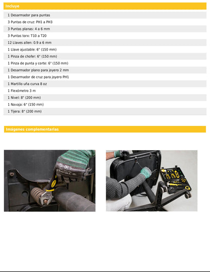 Juego de 42 herramientas manuales Comfort Grip en estuche plástico