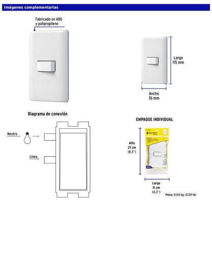 Placa armada con interruptor sencillo de línea Basic
