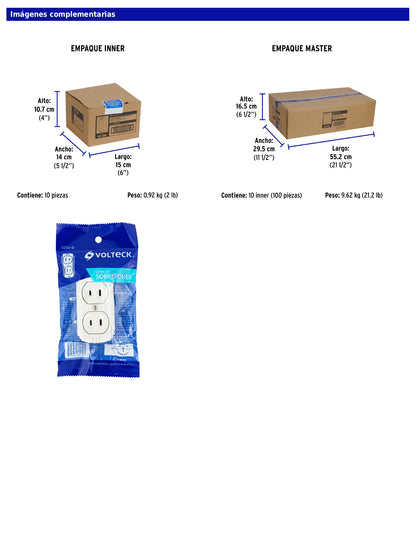 Contacto de sobreponer dúplex sin tierra