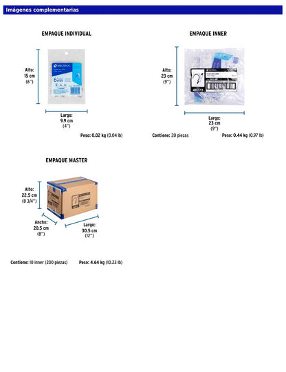 Bolsa con 20 grapas blancas de 6 mm para cable redondo