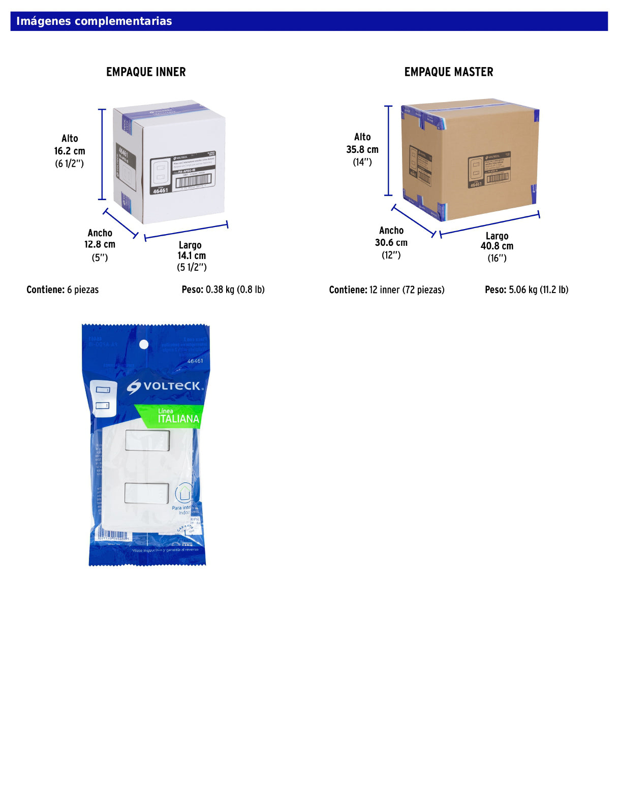 Placa armada con 2 interruptores sencillos para línea Italiana
