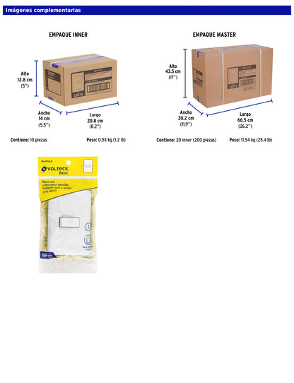 Placa armada con interruptor sencillo de línea Basic