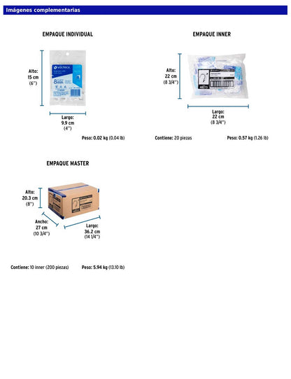 Bolsa con 20 grapas blancas de 8 mm para cable redondo