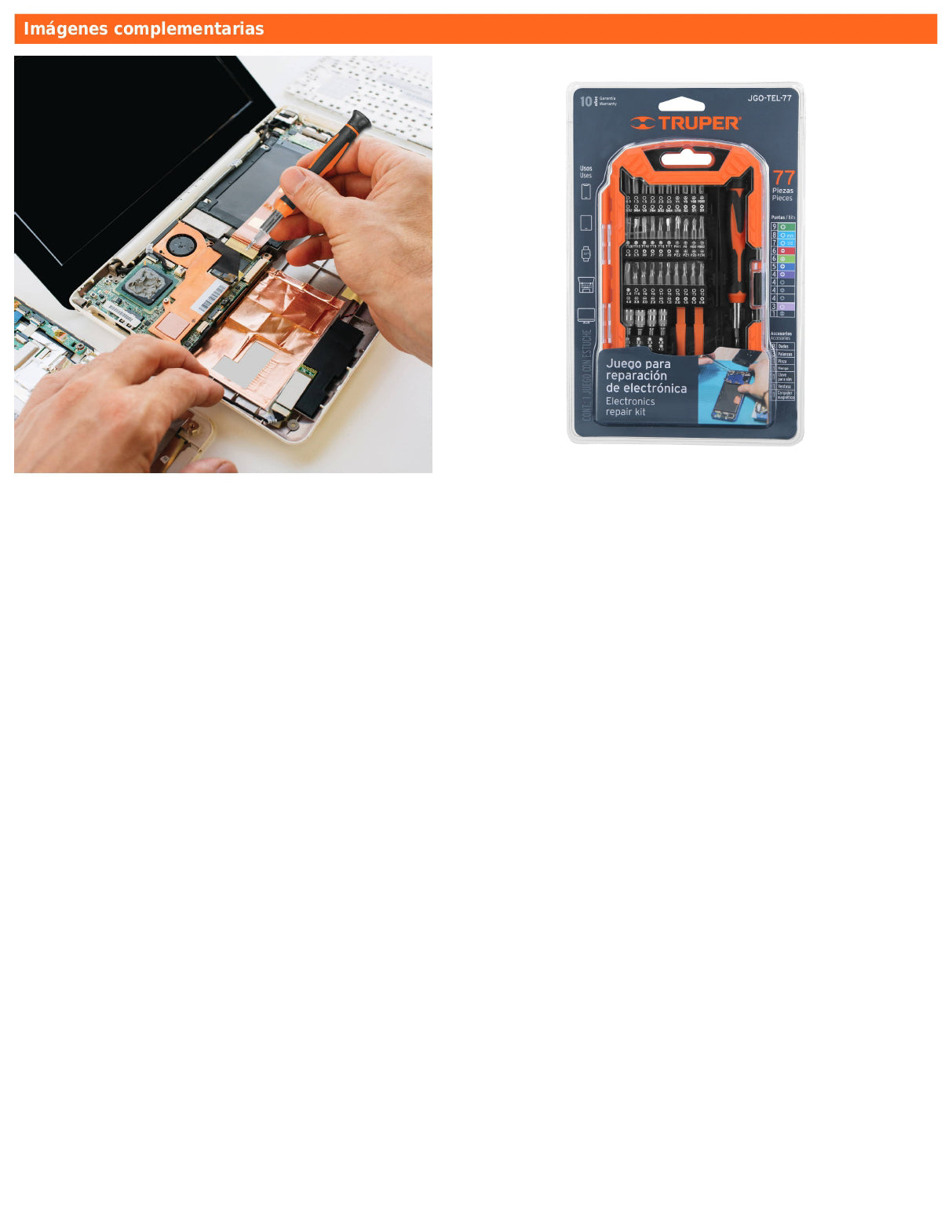 Juego de 77 piezas para reparación de electrónica