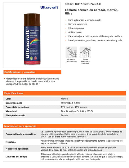 Esmalte acrílico en aerosol marrón Ultra 400 ml