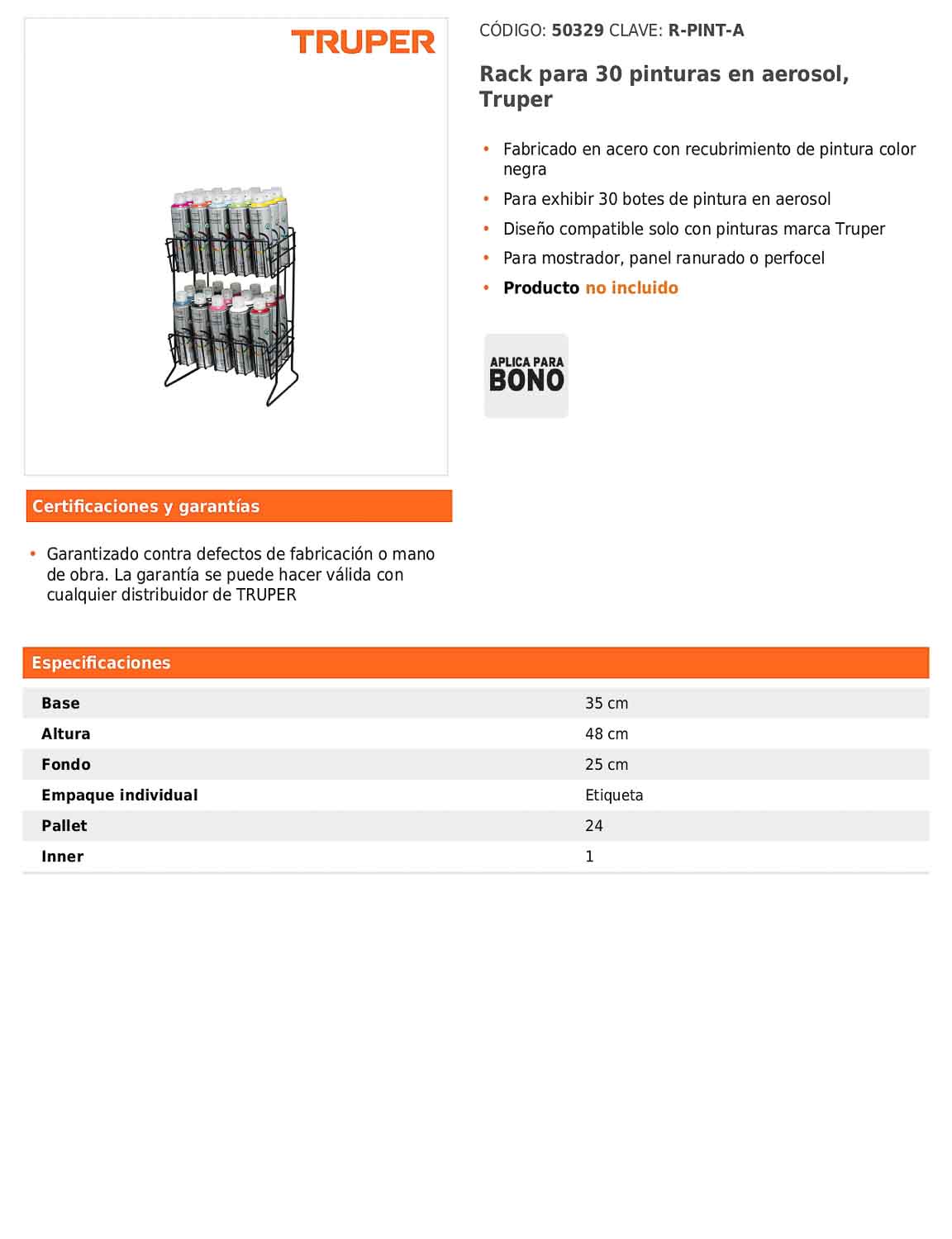 Rack para 30 pinturas en aerosol