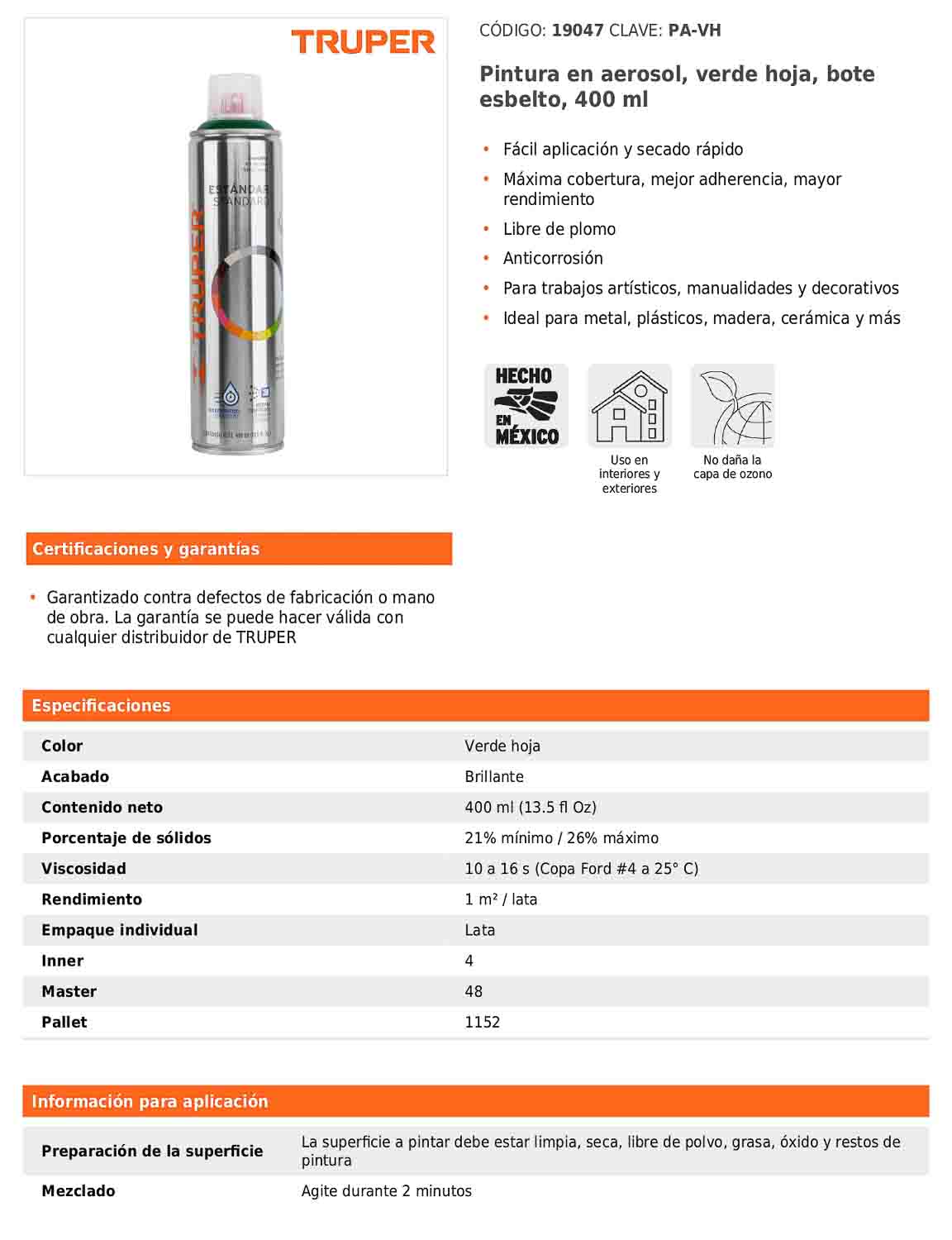 Pintura en aerosol verde hoja bote esbelto 400 ml