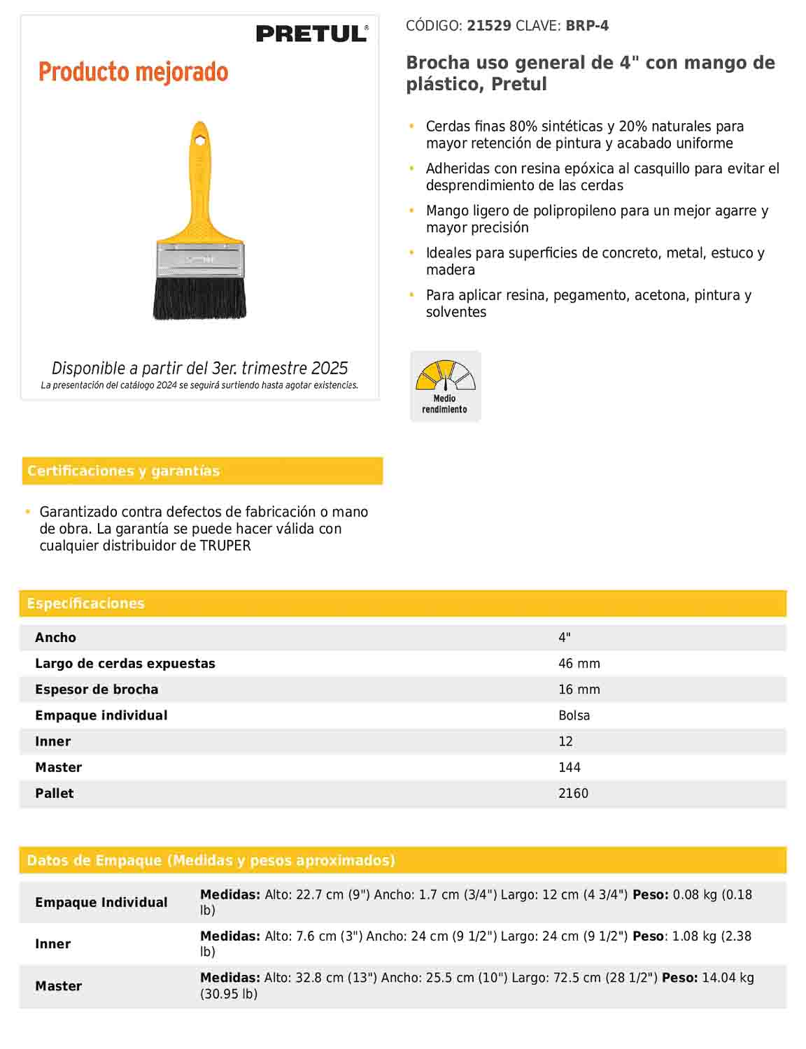 Brocha uso general de 4 pulgadas con mango de plástico