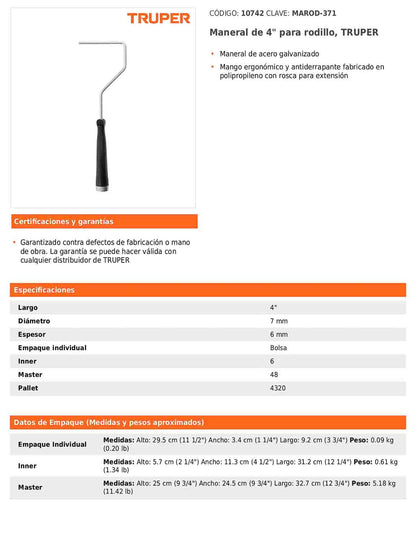 Maneral de 4 pulgadas para rodillo