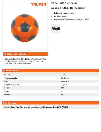 Balón de fútbol No. 4 fabricado en poliuretano