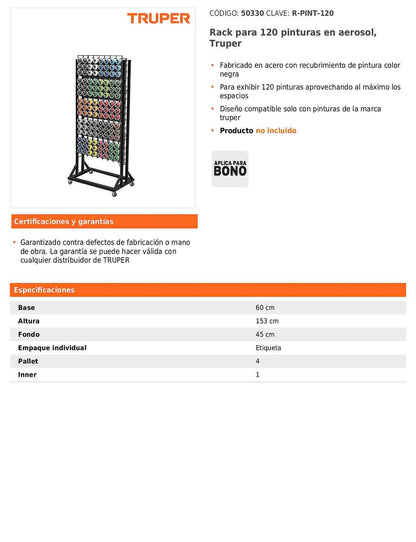 Rack para 120 pinturas en aerosol