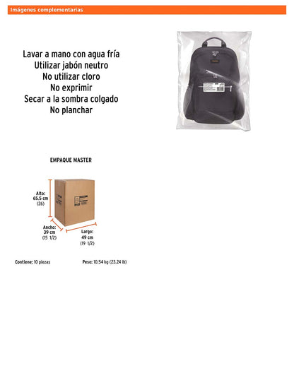 Mochila para laptop de 19 L con bolsillo RFID