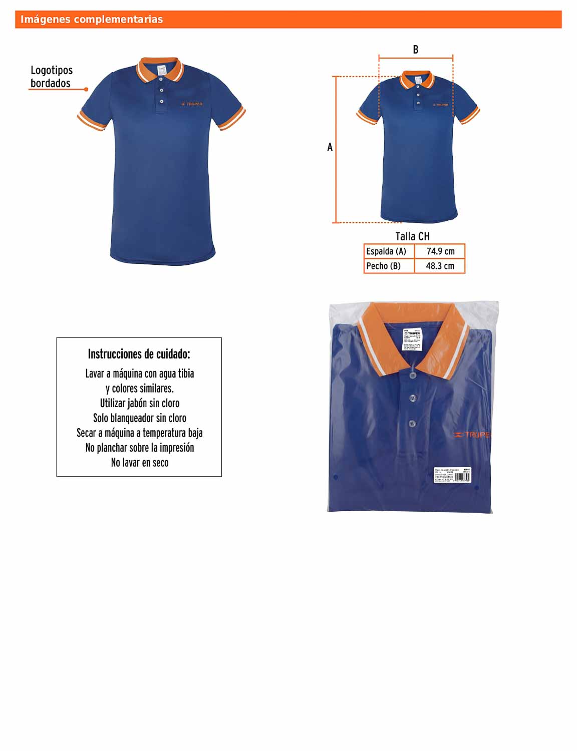 Playera polo performance para hombre azul talla chica