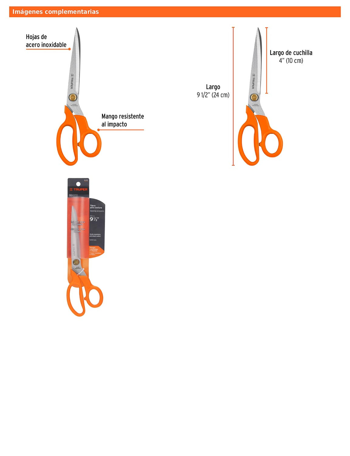 Tijera para costura de acero inoxidable 9.5 pulgadas