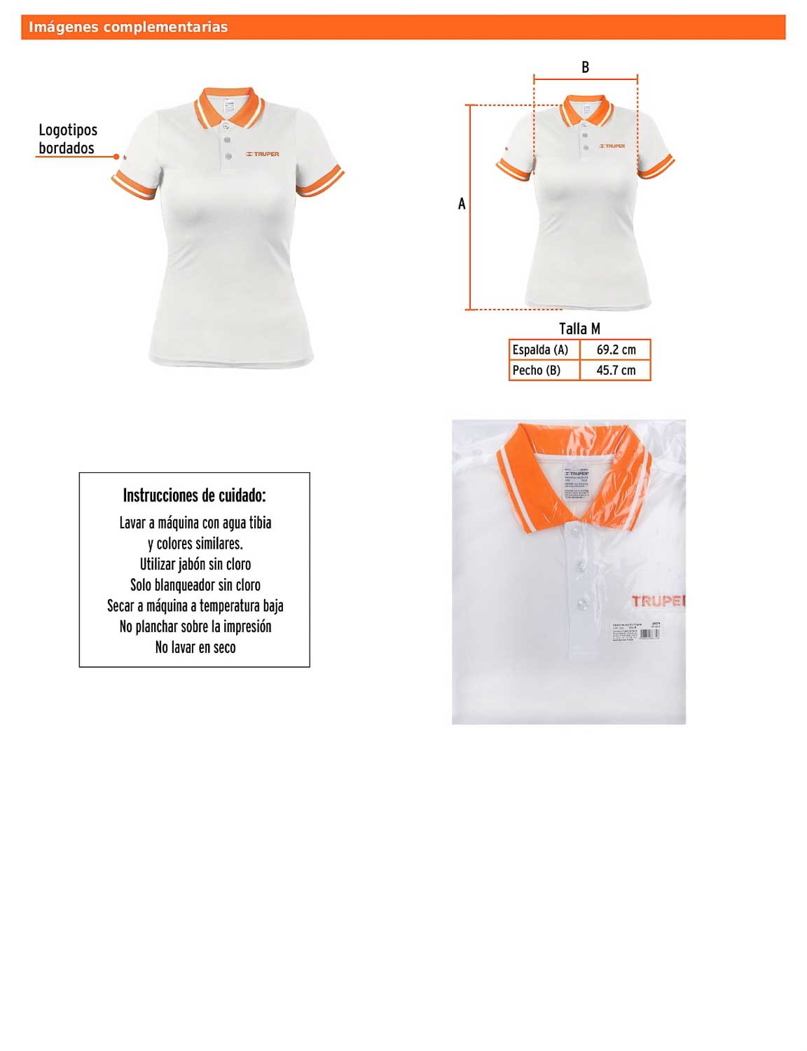 Playera polo performance para mujer blanca talla mediana