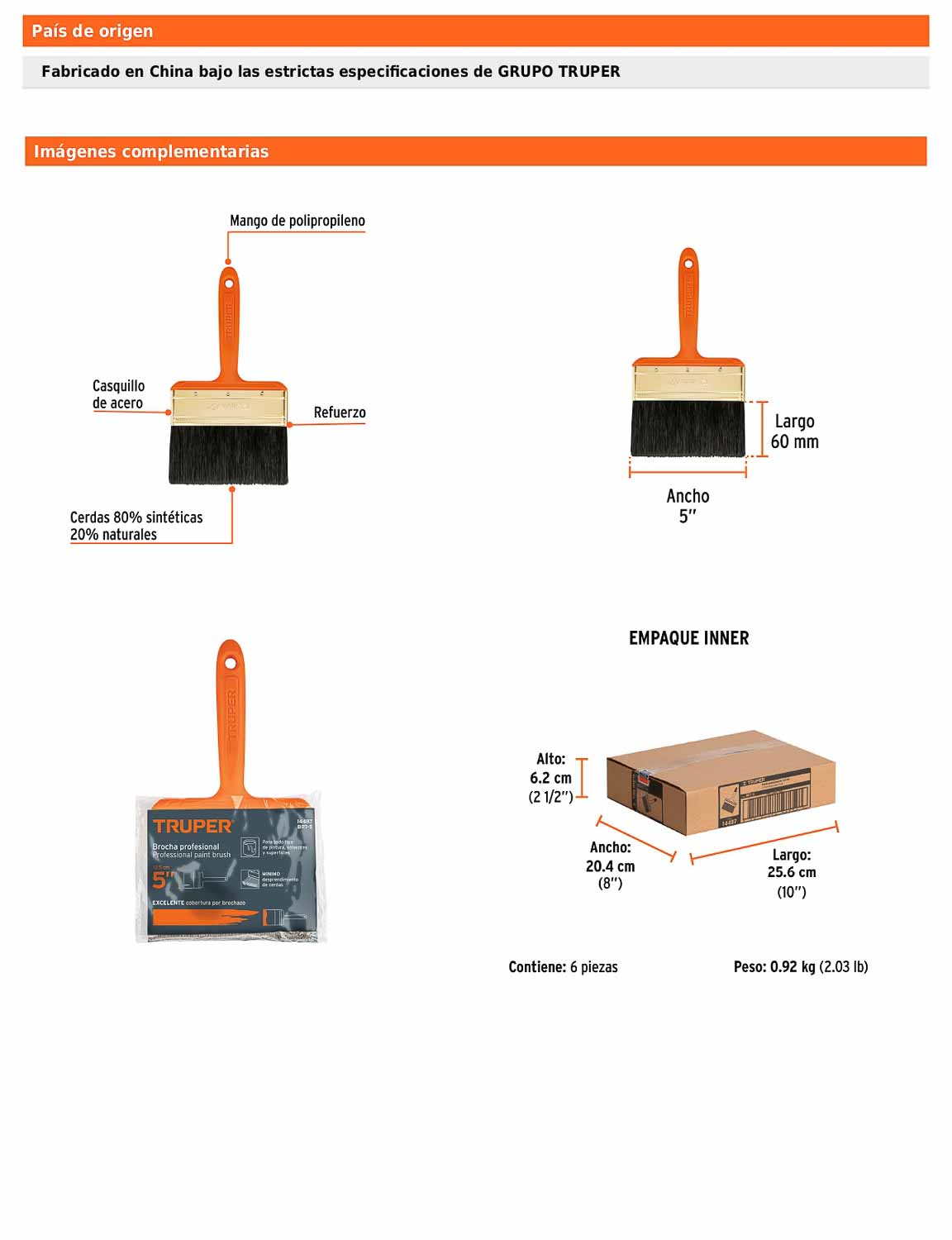 Brocha profesional de 5 pulgadas con mango de plástico